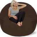 Chill Sack 5' Bean Bag Chair Cover Only  Soft Microfiber Replacement Cover for Giant Pouf, Cozy Furniture for Living Room, Dorm & Kids' Rooms, Add Your Own Filling, Durable Cover, Pebble 5 Ft - Brown