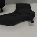 Coutgo Womens Low Kitten Heel Ankle Boots Pointed Toe Booties Side Zipper Fall Shoes (8, Black)