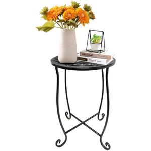 Fashion&cool Side Tables for Small Space, Metal Outdoor Indoor Round Side Table, Small End Table Pool Chair Side Table for Patio Yard Porch Balcony Garden Bedside Plant Stand