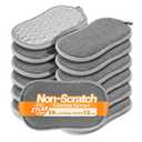 Multi-Purpose Scrub Kitchen Sponges – 12 Pack Dish Sponge, Dual-Sided Non-Scratch Microfiber & Metal Scrubber, Reusable Sponges for Dishes, Pots, Glass, Sink, Stovetop & Bathroom