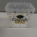 12 Pcs 2026 Graduation Candy Bar Party Supplies Graduation Gift Buckets Plastic Popcorn Box Buffet Bowls for Snack Buckets Black Gold Grad Supplies Congrats Grad Table Reusable Containers