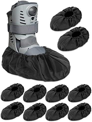 Janmercy 6 Pcs Fracture Walking Boot Cover Recovery Shoes Covers Waterproof Rain for Walking Boot Brace Orthopedic Cover with Rubber Sole Reusable(Large)