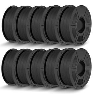 TECBEARS Matte PLA 3D Printer Filament 1kg*10, PLA Filament 1.75mm, High Toughness Matte Filament, 10* Black
