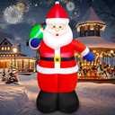 Danxilu 5FT Christmas Inflatable Santa Outdoor Decorations- Blow Up Santa Claus with Gift Bag Built-in LEDs Lighted Decor for Yard Garden Lawn Porch Xmas Holiday Party