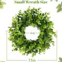 DDHS 11 Inch Artificial Boxwood Small Wreath for Front Doors, 2 Packs Green Leaves Wreath, Spring Summer Mini Wreaths for Indoor Outdoor Hanging Wall Window Wedding Home Decor Party Farmhouse