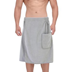 POLYTE Quick Dry Microfiber Bath Towel Body Wrap for Men, One Size (Gray)