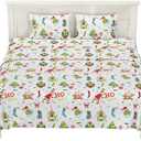 Grinch by Dr. Seuss Holiday & Christmas Bedding Super Soft 100% Cotton Flannel Sheet Set, King Size, (Officially Licensed Product) by Franco