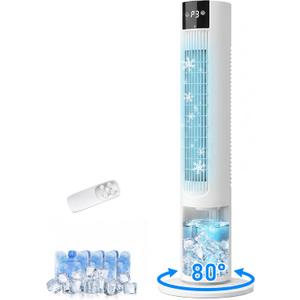 Portable Air Conditioners, 35" Evaporative Air Cooler, 3-In-1 AC Tower Fan That Blows Cold Air, 3 Speeds, 4 Ice Packs, 12H Timer, 80 Oscillation, Remote, Swamp Cooler for Room, Bedroom, Indoor