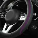 Car Steering Wheel Cover, Leather Steering Wheel Cover Purple Universal 14.5-15 Inch Microfiber Leather Anti-Slip Breathable Auto Steering Wheel Covers for Men Women (Black&Purple)