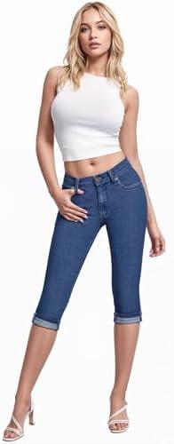 Hybrid & Company Women's Stretchy Slim Fit Denim Capri Jeans 3