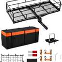 VEVOR 60" x 24" x 14", Hitch Cargo Carrier, 500 lbs Capacity Hitch Cargo Carrier with Cargo Net & Waterproof Cargo Bag, Folding Hitch Mount Cargo Carrier with Reflective Reminder, Fit for SUVs