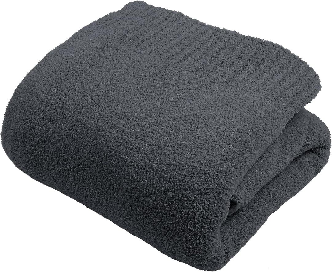 JOOJA Cream White Blanket Warm Queen Size Fuzzy Knitted Blanket, Oversized Luxury Bed Blankets, Soft Queen Blanket for Bed, Lightweight Plush Blanket for Cozy Nights (Charcoal Grey, 90x90) JOOJA Cream White Blanket Warm Queen Size Fuzzy Knitted Blanket, Oversized Luxury Bed Blankets, Soft Queen Blanket for Bed, Lightweight Plush Blanket for Cozy Nights (Charcoal Grey, 90x90)