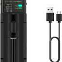 18650 Battery Charger, Single-Slot Universal 3.7V Battery Charger for 18650 21700 26650 14500 16340 Li-ion Rechargeable Batteries