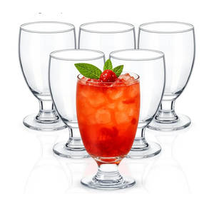 Patelai Set of 6 Clear Glasses 10.5 oz Water Goblet Glass Stemmed Water Glasses for Juice Wine Beer Tea Milk Cold Beverages Drinks Dishwasher Safe