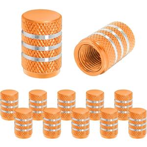 Tire Valve Stem Caps, 12 Pcs Dustproof Corrosion-Proof Premium Metal Rubber Seal Tire Valve Caps, Universal Fit for Cars, SUVs, Bike and Bicycle, Trucks, Motorcycles (Orange)