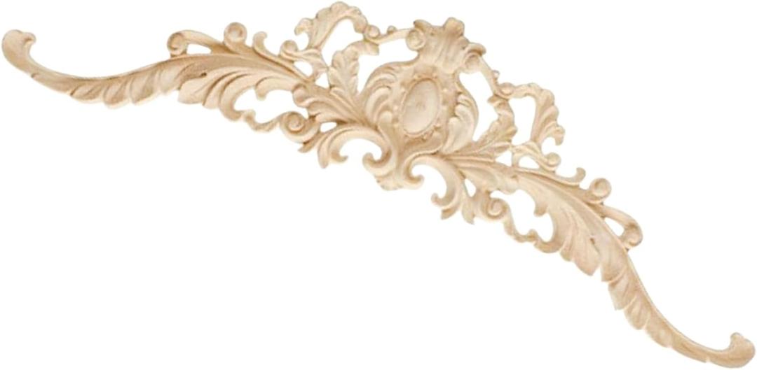 1Pcs Long Carved Wood Onlays Appliques for Window Bed Door Wall Furniture Cabinet Fireplace (04,48x13cm/18.90x5.12in)