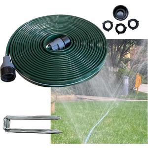 Watoo 2026 Sprinkler Hose & Soaker Hose for Yard - 25 FT Reinforced Flat Garden Hose with Holes, Heavy Duty No-Kink Lawn Irrigation Hose (Includes Stakes, High Pressure Spray)