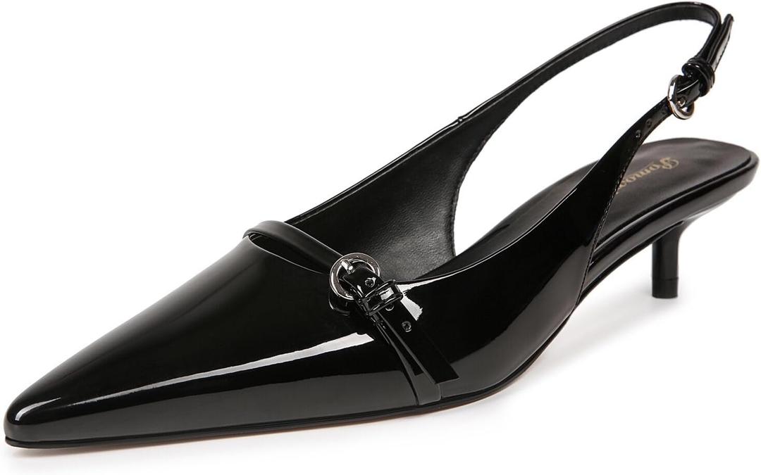 Kitten Heels for Women Slingback Heels Womens Dress Shoes Comfortable Work Shoes Pointed Toe Pumps (6, Black)