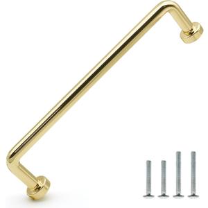 10 Pack Polished Gold Cabinet Handles 5 Inch/128mm Hole Center Shiny Gold Drawer Dresser Pulls Zinc Alloy Polished Brass Kitchen Cupboard Bathroom Furniture Hardware