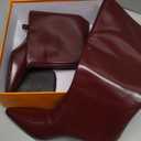 Knee High Boots Women Slip on Low Kitten Heel Tall Boots Pointed Toe Long Fall Boots for Women (6, Burgundy)