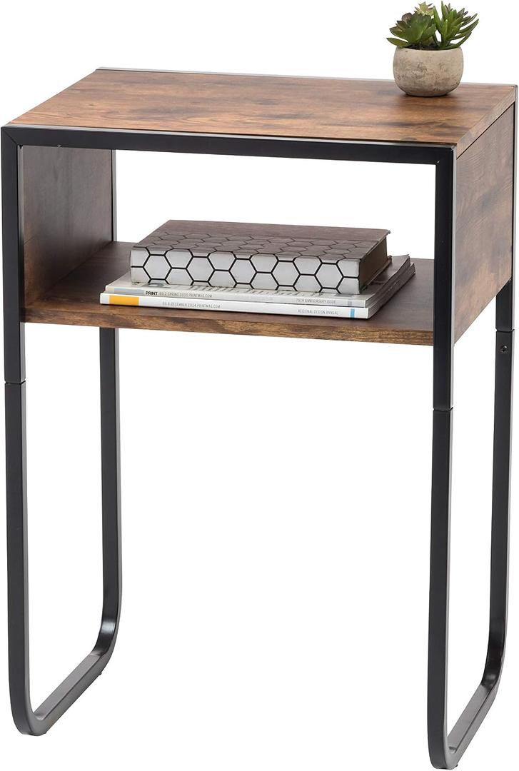 IRIS USA Wood and Metal Frame Side Table, Accent Sofa End Table Coffee Snack, Bedroom Night Stand, Living Room Computer Desk, A-Shape