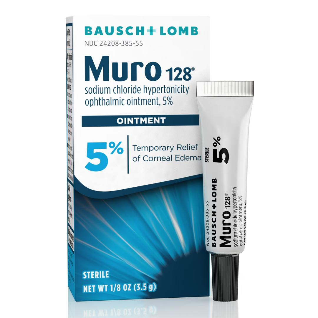 Muro 128 Ointment, Temporary Relief of Corneal Edema, Eye Care, Sodium Chloride Hypertonicity Ophthalmic 5% Ointment , 0.12 Oz
