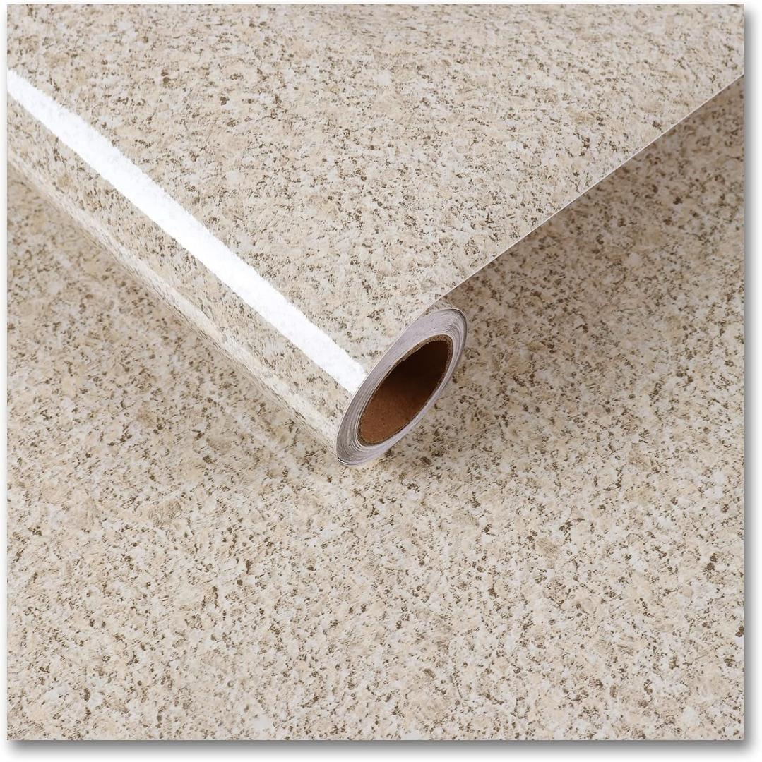 CRE8TIVE 24"x354" Granite Contact Paper for Countertops Marble Peel and Stick Wallpaper Light Brown Self Adhesive Waterproof Removable Vinyl Wall Paper for Kitchen Bathroom Counters Cabinets Decor