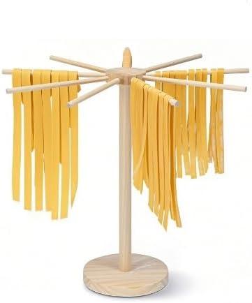Wood Pasta Drying Rack, Collapsible Fresh Pasta Drying Racks with 9 Arms, Large Dryer Stand for Homemade Noodle Spaghetti, Tagliatelle, Fettuccine Hanger