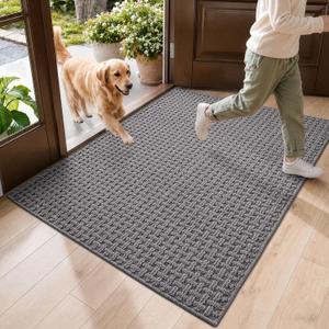 DEXI Door Mat Indoor Entrance 36x60, Entryway Doormats, Light Grey