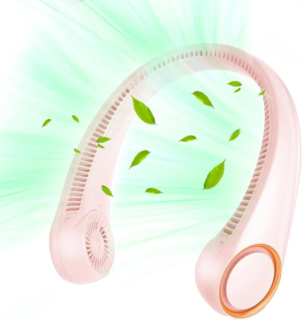 Portable Neck Fan, Hands Free Bladeless Fan, 360 Cooling Personal Fan,Wearable Quiet Fan for Outdoor Indoor, Birthday Gifts for Men Women Mom Dad, 4000mAh Battery USB Rechargeable, 3-Speeds (Pink)