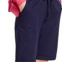 Hanes Women's Shorts, French Terry Bermuda Pocket Shorts, Jersey Knit Fleece Shorts, Women's Bermuda Shorts, 11" (X-Large, Navy)
