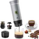 Lmozim Portable Coffee Maker, Espresso Machine for camping, Travel Coffee Maker with USB-C, 3-in-1 Small Espresso Machine with Ground Coffee & Capsules (NSDG) for RV, Hiking, Office(Silver) (Silver(One Battery))