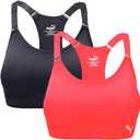 PUMA Women's Seamless Sports Bra with Removable Cups 2/PK, Pink/Black, Small