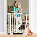 30 Inch Tall Cat & Dog Gate, Auto Close, Pressure Mounted, White, Alloy Steel, 29.92"-35.43" Wide, Baby & Pet Safety Gate