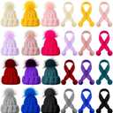 Bencailor 24 Pcs Mini Christmas Knitting Hats and Mini Christmas Scarf Set Knitting Doll Hat Scarf Santa Knit Hat Tree Ornaments for DIY Craft Art Doll Decoration (Mixed Color)