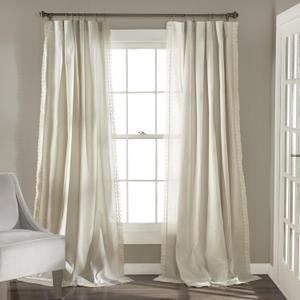 Lush Decor Rosalie Light Filtering Window Curtain Panels, Pair, 54" W x 95" L, Ivory - Lace Curtains for Living Room - Vintage - Cottage Core Decor