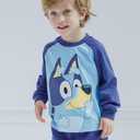 Bluey T-Shirt and French Terry Jogger Pants Outfit Set Infant to Big Kid Sizes (7-8) (Blue, S)
