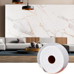 KASARO Peel and Stick Backsplash Wall Tile, 118 47 inch Self-Adhesive Thicker Waterproof 3D Panel, PET Marble White with Gold Stripes Decor Accent for Kitchen, Bathroom, 1 Piece