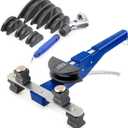 Pipe Tube Bender Kit, 1/4"-7/8" Compact Tubing Bender Tool Set, 90 Pipe Bending HVAC Tools Equipment with 7 Dies and Pipe Cutter for Copper Steel Aluminum Brass Tube (Black)