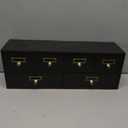 Apothecary Drawers Wooden Storage Box Vintage Wooden Drawers Wood Desktop Organizer Countertop Storage Box Library Card Catalog Cabinet Apothecary Cabinet BLACK06, Storage Box : 19.3 x 5.5 7.0 inches. Large Drawer (INSIDE) : 8.3 x 4.6 x 2.5 inches. Small Drawer (INSIDE) : 3.6 x 4.6 x 2.5 inches. 