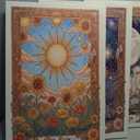 3Pcs Tarot Canvas Wall Art Boho Flower Mystical Astrology Painting Vintage Sun And Moon Celestial Botanical Posters Print for bedroom living room meditation space Decorations Direct Suspension