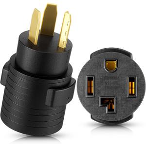 Tellegloww Dryer Adapter Compatible with NEMA 10-30P to 14-30R 3 prong to 4 prong Dryer Adapter Convert 10-30P Plug to 14-30R Receptacle, 220V 30 Amp 4P Newer Dryer to 3P Older House Adapter
