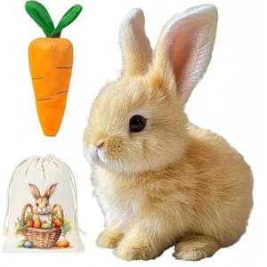 Bunny Realistic Bun.ny Toy, Bunny Realistic Bunn.y-Jumping, Twitching, and Shaking Ears (Brown)