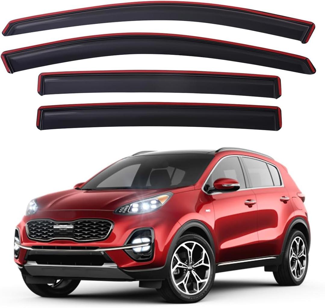 Lightronic Extra Durable Clip-on in-Channel Auto Vent Window Visors, Fits 2017-2022 Kia Sportage, UV-Protection Rain Guards, Original Wind Deflectors, Dark Smoke, 4-Pcs