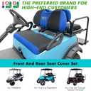 10L0L Golf Cart Front and Rear Seat Cover Set for Club Car DS/Precedent/Onward/Tempo & Yamaha G29 /Drive 2,Stylish 4 Passenger Front Back Seat Covers,Breathable Washable Polyester Mesh (Black/Blue)