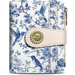 Bird Small Rfid Women Wallet Bifold Zipper Coin Pocket PU Leather Compact Cash Credit Card Holder Travel Wallet for Female Ladies Teen Girls 1 ID Window 10 Card Slots