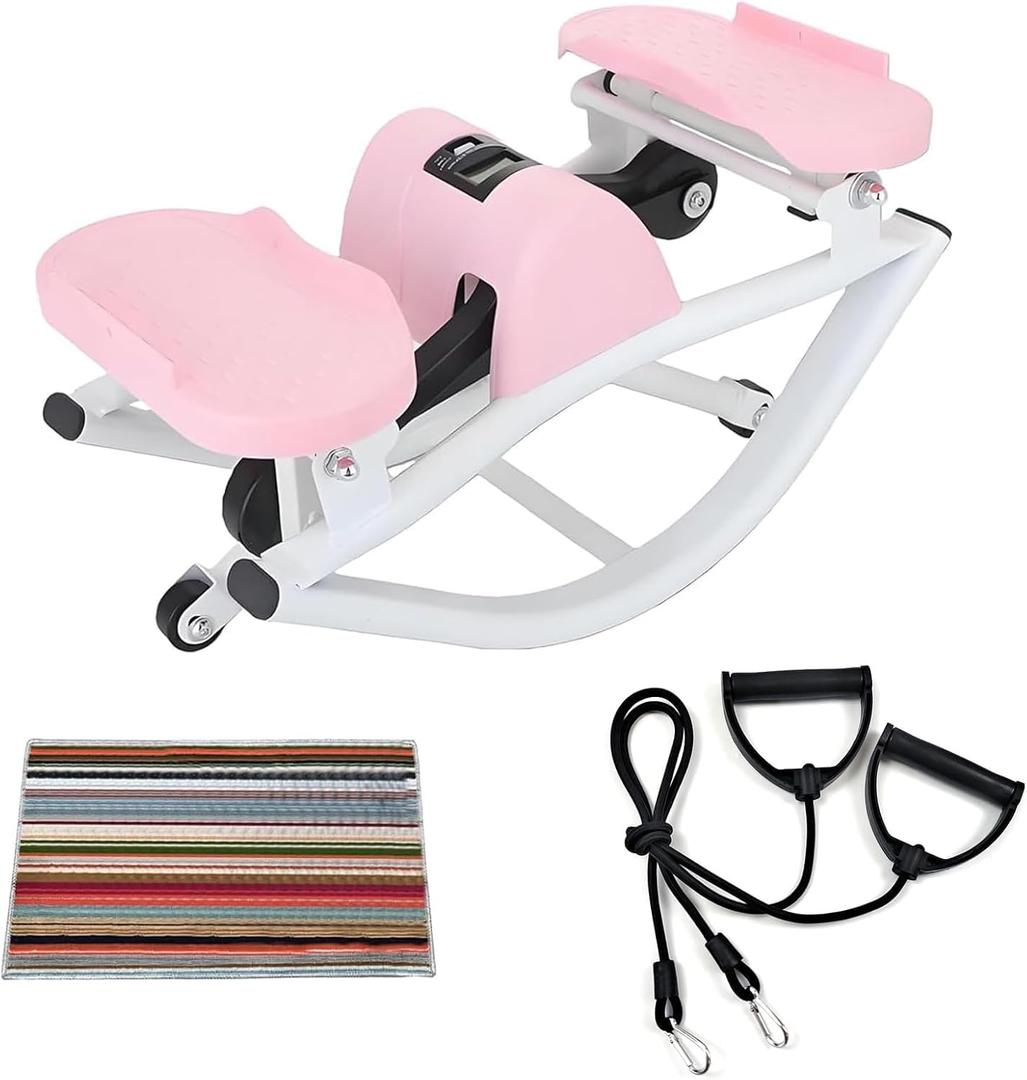 Lhanel Rock Stepper, Lhanel Stepper, Side-to-Side Machine for Home Exercise Burn Fat Faster in 15 Minutes | Low-Impact Glutes with Digital Display & Anti-Slip Mat (Pink)