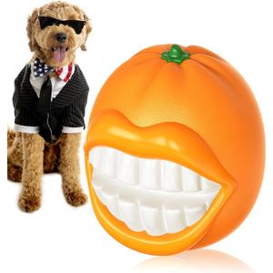 Indestructible Dog Squeaky Ball - Tough Chew Toy for Aggressive Chewers, Medium/Large Dogs Fetch Toy for Indoor, Outdoor & Water Play - Orange (black)