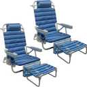 Backpack Beach Chair Aluminum 2 Pack with Folding Camping Table 5-Position Lay Flat Lounge Chair Outdoor for Adults with Insulated Cooler Bag and Cup Holder