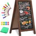 Double-Sided Magnetic 40" x 20" Brown Chalk Board Sign Board | Wooden A-Frame Sign, Sandwich Board Signs Outdoor, Chalkboard Easel, Menu Board for Restaurant, Business or Wedding